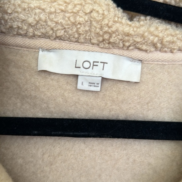 LOFT Fleece 1/4 Zipper Hoodie Camel Color Size Large - Picture 4 of 7